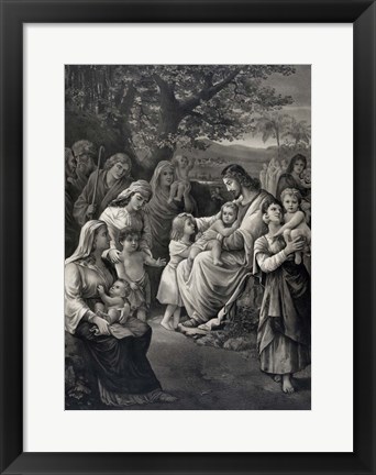 Framed Jesus blessing the Children Print