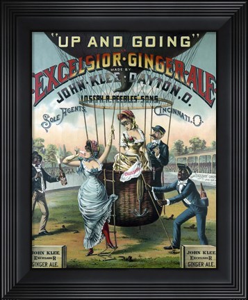 Framed Two women drink Excelsior Ginger Ale, circa 1885 Print