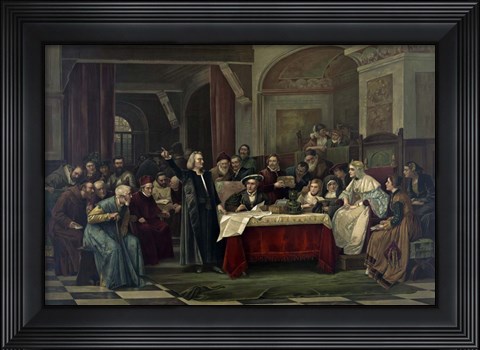 Framed Christopher Columbus at the royal court of Spain Print