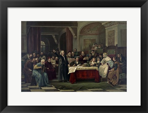 Framed Christopher Columbus at the royal court of Spain Print