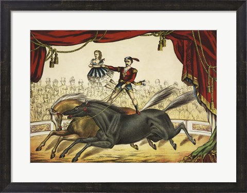 Framed Two Horse Act, circa 1874 Print