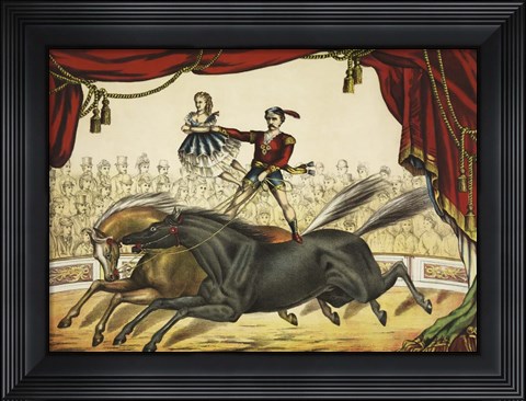 Framed Two Horse Act, circa 1874 Print