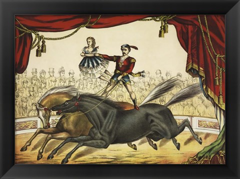 Framed Two Horse Act, circa 1874 Print