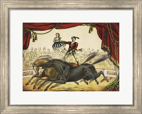 Framed Two Horse Act, circa 1874 Print