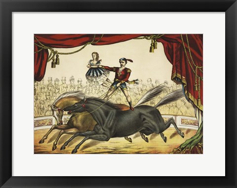 Framed Two Horse Act, circa 1874 Print