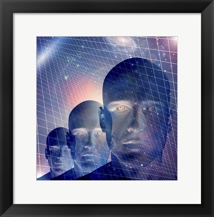 Framed Male Figures With Space and Grid Print