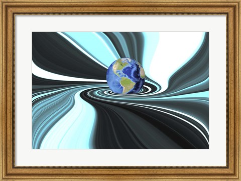 Framed Planet Earth in Swirling Colorful Background Print