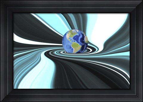 Framed Planet Earth in Swirling Colorful Background Print