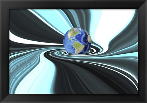 Framed Planet Earth in Swirling Colorful Background Print