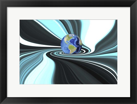 Framed Planet Earth in Swirling Colorful Background Print