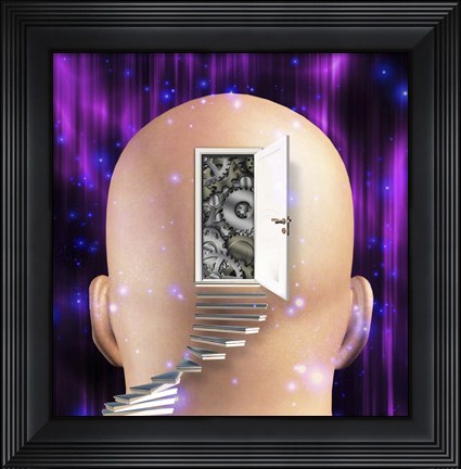 Framed Doorway Opens to Gears in Mind Print