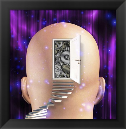 Framed Doorway Opens to Gears in Mind Print