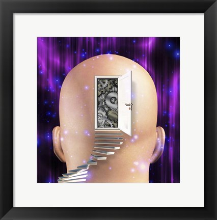 Framed Doorway Opens to Gears in Mind Print