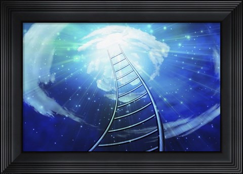 Framed Twisting Ladder Leads to Sky Print