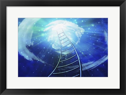 Framed Twisting Ladder Leads to Sky Print