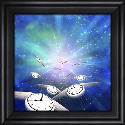 Framed Winged Clocks Print