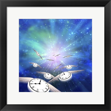 Framed Winged Clocks Print