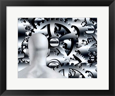 Framed Man Before Gears Print