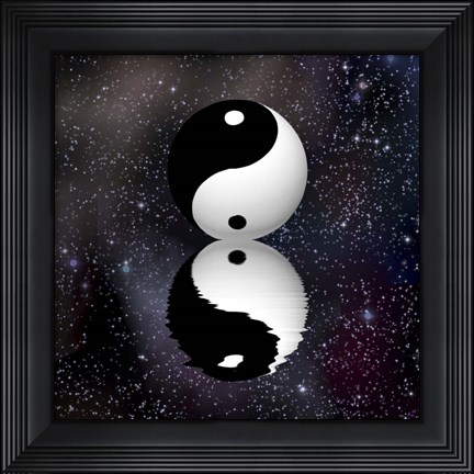 Framed Yin Yang Stars Reflect Print