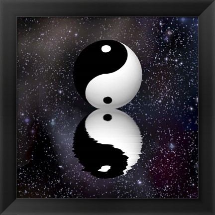 Framed Yin Yang Stars Reflect Print