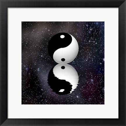 Framed Yin Yang Stars Reflect Print