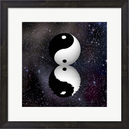 Framed Yin Yang Stars Reflect Print