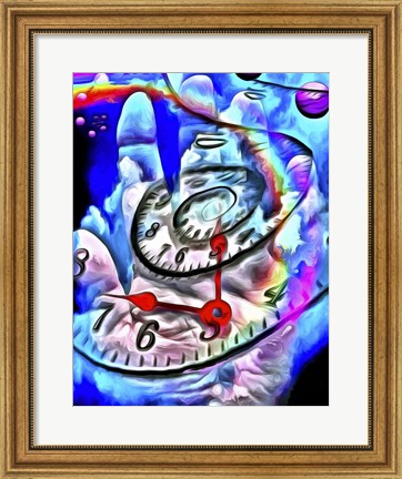 Framed Time Spiral and Human Hand Print