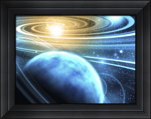 Framed Supernova and Ringed Planet Print