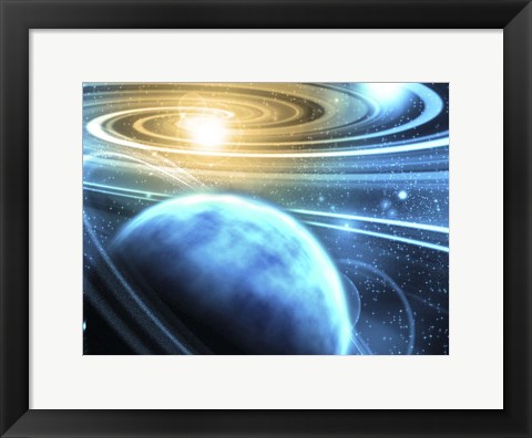 Framed Supernova and Ringed Planet Print