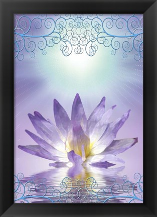 Framed Lotus With Decorative Edging Print