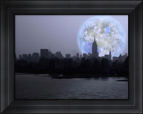 Framed New York City Terraformed Luna Rise Print
