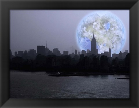 Framed New York City Terraformed Luna Rise Print