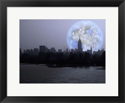 Framed New York City Terraformed Luna Rise Print