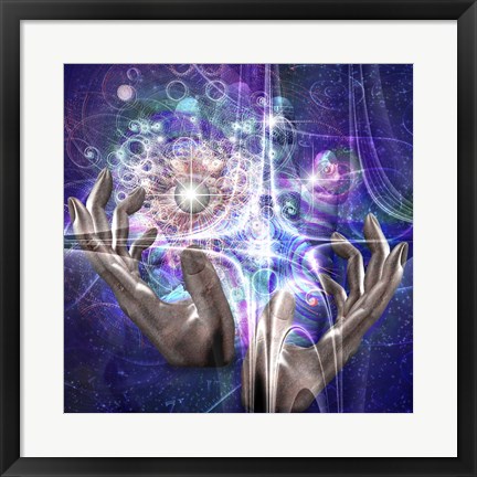 Framed Hands Manipulate Atomic Or Other Properties of Universe Print