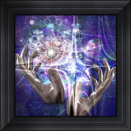 Framed Hands Manipulate Atomic Or Other Properties of Universe Print
