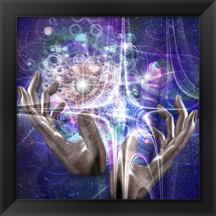 Framed Hands Manipulate Atomic Or Other Properties of Universe Print