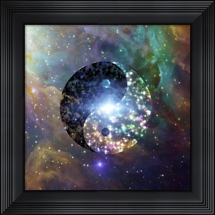 Framed Yin Yang Vivid Colorful Celestial Print