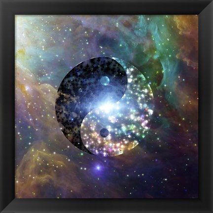 Framed Yin Yang Vivid Colorful Celestial Print