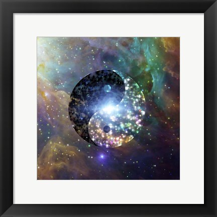 Framed Yin Yang Vivid Colorful Celestial Print