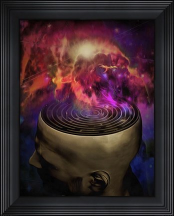 Framed Man Mind Maze and Galactic Nebula Print