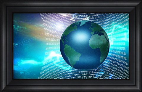 Framed Internet Represented By Web of Binary Code Print