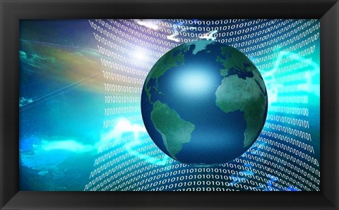 Framed Internet Represented By Web of Binary Code Print