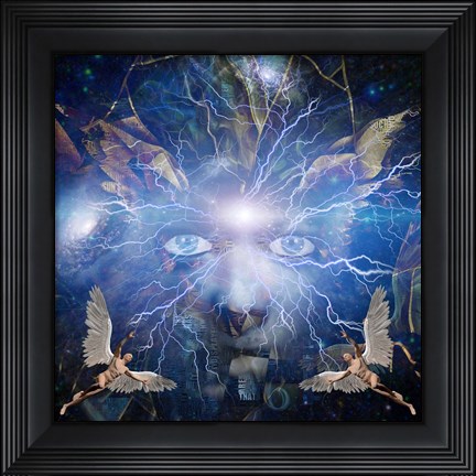Framed Face of God Men With Wings Represents Angels Print