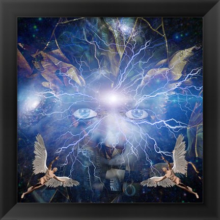 Framed Face of God Men With Wings Represents Angels Print