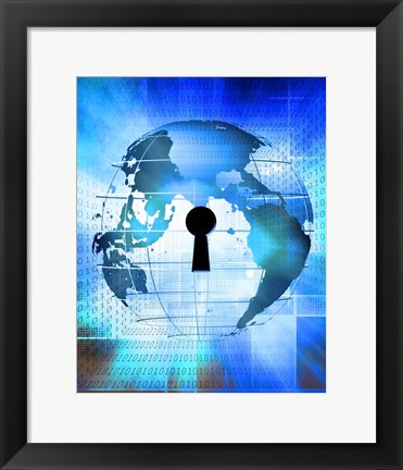 Framed Earth, Binary Code and Key Hole Print