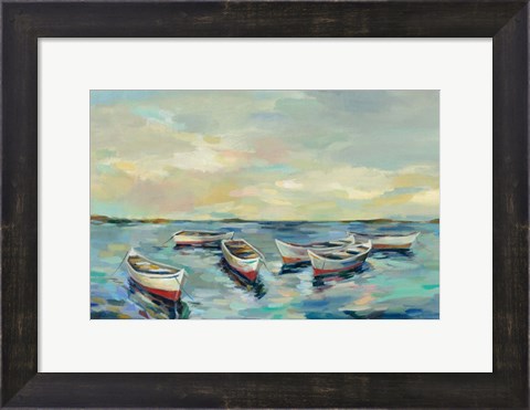 Framed Coastal View of Boats Print