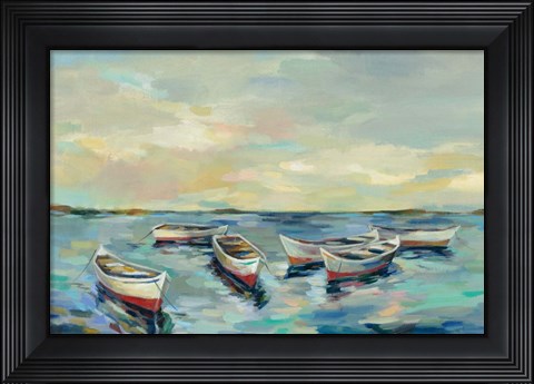 Framed Coastal View of Boats Print