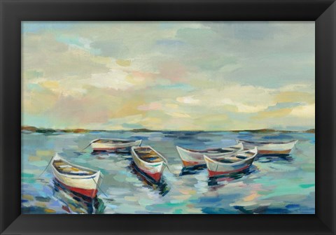 Framed Coastal View of Boats Print