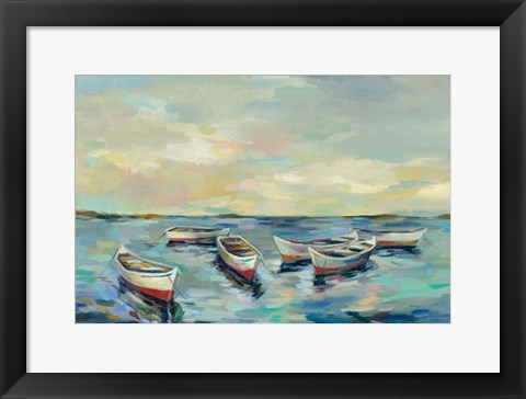 Framed Coastal View of Boats Print