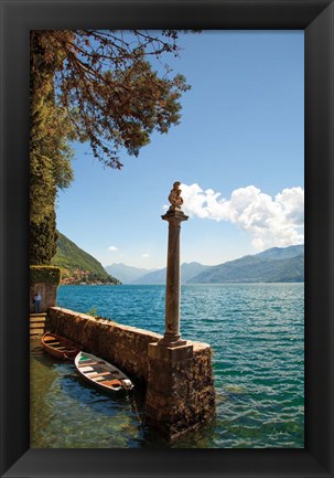 Framed Boats by Lake Como Print